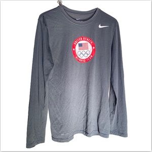 Nike Shirt Adult Small Dark Gray Athletic Cut Dri-Fit USA Olympic Team Long